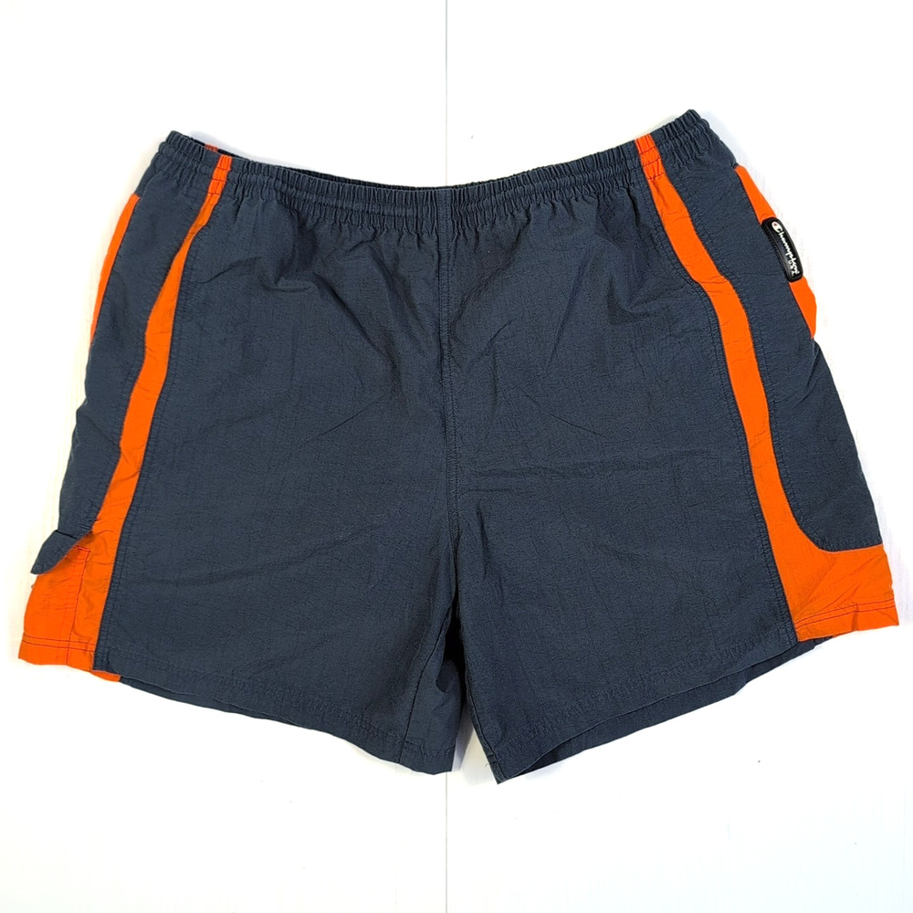Vintage Champion Swim Trunks Mens XXL Blue Orange 90s Sailing Shorts USA Made